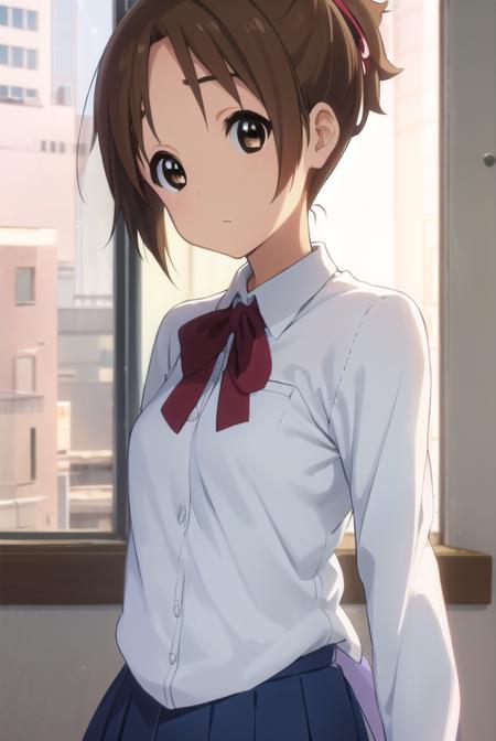 konuihirasawa, <lora:ui hirasawa s2-lora-nochekaiser:1>, 
ui hirasawa, short hair, brown hair, (brown eyes:1.5), ponytail,
BREAK sakuragaoka high school uniform, school uniform, uniform, blazer, shirt, white shirt, collared shirt, skirt, pleated skirt,
BREAK indoors, classroom,
BREAK looking at viewer, (cowboy shot:1.5),
BREAK <lyco:GoodHands-beta2:1>, (masterpiece:1.2), best quality, high resolution, unity 8k wallpaper, (illustration:0.8), (beautiful detailed eyes:1.6), extremely detailed face, perfect lighting, extremely detailed CG, (perfect hands, perfect anatomy),