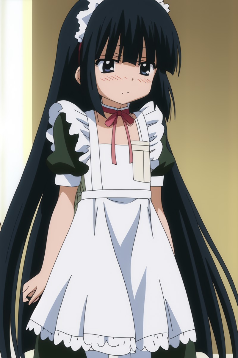 <lora:KodomoNoJikan_kagami kuro:0.7> kagami kuro, (backpack),  (white-green maid dress), 8k, masterpiece, absurdres, anime,