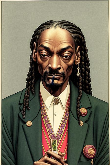 portrait of (Snoop Dogg:1.0), (smoking a joint:1.2), intricate, highly detailed, drawing, concept art, sharp focus, illustration
(jubbslineart:0.7)