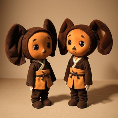 brown plush toy, animal (big round ears:1.3), masterpiece, best quality, dslr, intricate details,  <lora:Cheburashka:0.55>, samurai dress