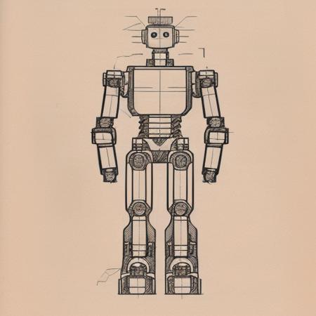 a drawing of humanoid robot <lora:T3chDr4w_v1:1>