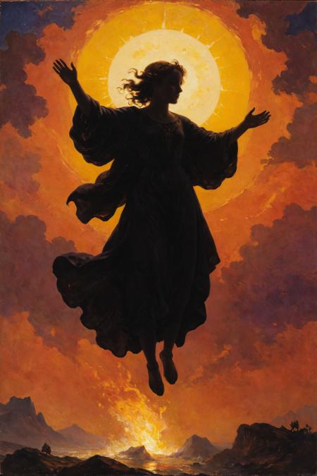 (work of art by Arthur Hill Gilbert and Solomon Nikritin:1.2), oil on canvas,

silhouette incandescent light, supernatural andbaleful and monumental atmosphere,
(high-spirited permanent rose and royalpurple colors:0.1), exceptional details, no blur, shallow depth,
<lora:xl_more_art-full_v1:0.5> <lora:add-detail-xl:1.0> <lora:r3mbr4ndt_SDXL-step00020000:0.8> r3mbr4ndt
