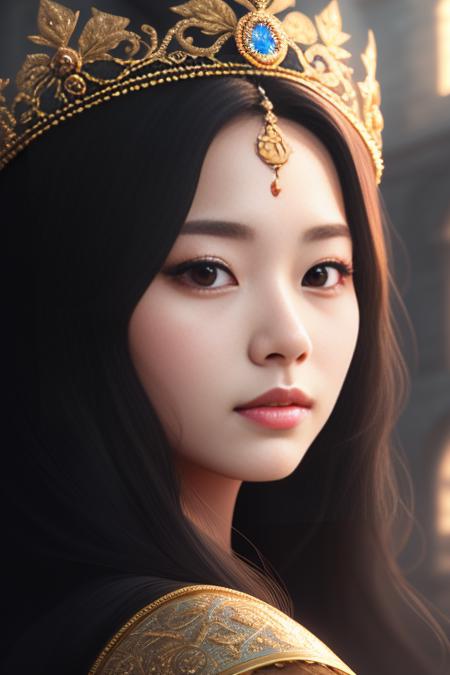 tzuyu as a medieval princess standing in front of a castle, princess robe, crown, masterpiece, best quality, highest quality, cinematic lighting, (volumetric lighting), extremely detailed CG unity 8k wallpaper, focused, 8k wallpaper, 4k wallpaper, extremely detailed, ultra realistic, photorealistic, sharp focus, absurdres, (HDR:1.2), (high contrast), photograph, detailed and intricate, instagram, portrait, highly detailed, digital painting, artstation, concept art, smooth, sharp focus, illustration, cinematic lighting, Style-Princess,<lora:Tzuyu:1.0>