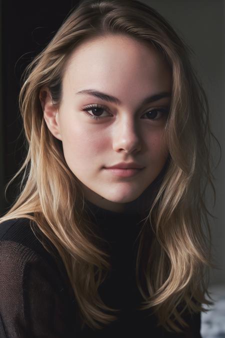 Portrait of pretty young (18-year-old) Caucasian (futurasilver5000v5:1.07)  wearing a high neck sweater<lora:epi_noiseoffset2:1> BREAK , BREAK (masterpiece, extremely detailed skin, photorealistic, heavy shadow, dramatic and cinematic lighting, key light, fill light), sharp focus, BREAK epicrealism