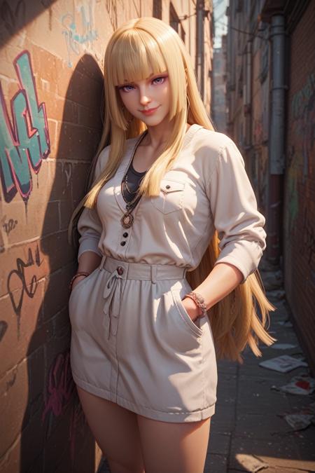 T8Lili, 1girl, blonde hair, long hair, blunt bangs