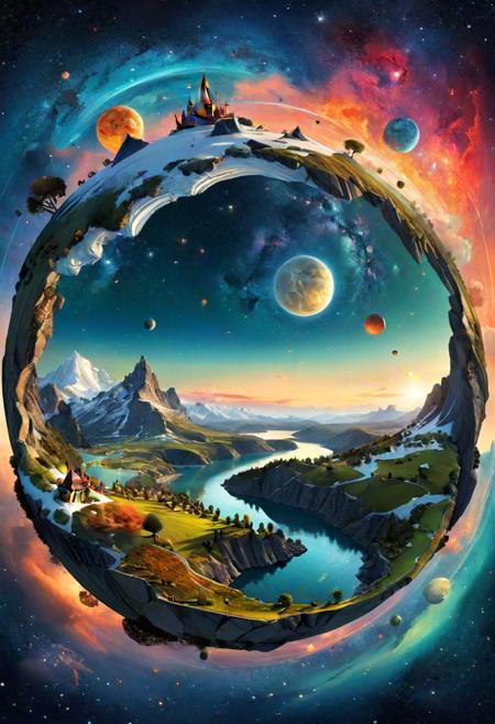 A mesmerizing digital artwork depicting a small planet inspired by the whimsical world of Antoine de Saint-Exupry's "The Little Prince." Every inch of the planet's surface is filled with intricate details, from lush forests and rolling meadows to towering cliffs and tranquil lakes. The sky above is a riot of color, with swirling clouds and shimmering auroras painting a picture of celestial beauty. With its vivid imagery and fantastical elements, the image captures the imagination and invites viewers to embark on a journey of exploration and discovery.
An evocative mixed-media painting of a small planet inspired by the beloved story of Antoine de Saint-Exupry's "The Little Prince." The surface of the planet is adorned with a patchwork of vibrant landscapes, each one bursting with life and color. From verdant forests and crystal-clear lakes to snow-capped mountains and golden deserts, the tiny world is a testament to the diversity and wonder of nature. Against the backdrop of a starry sky, the small planet shines like a beacon of hope and possibility, reminding viewers of the importance of imagination and wonder in the world around us.