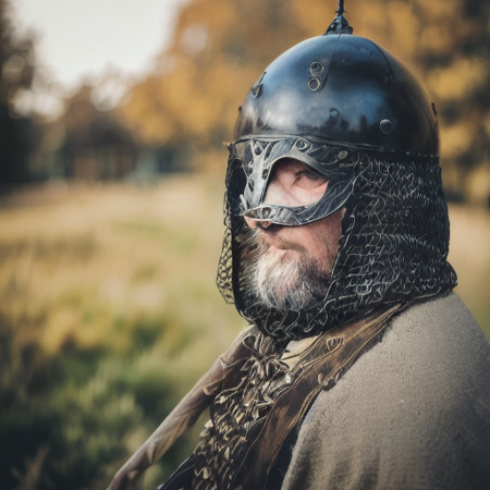 a vicking, standing in front  of medieval village,  full-length photo, 70mm lens, symmetrical, posing, sharp, textured skin,  realistic,intricated detailed ,(perfect fingers:1.2),  photographed by a Nikon Z7 II Camera,8k uhd,     <lora:Vicking-000005:1>