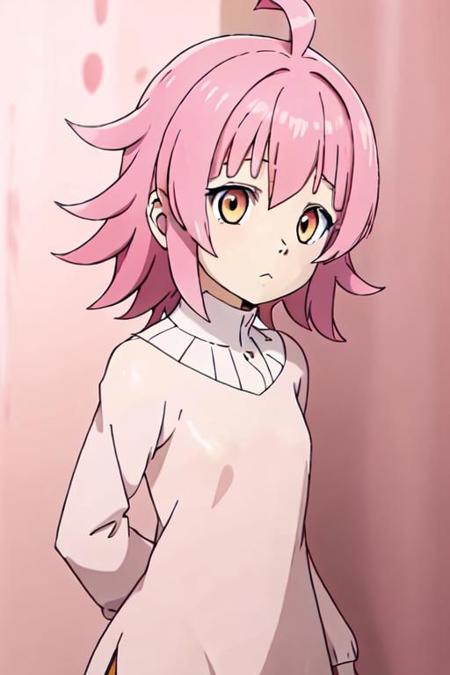 Rina pink hair,flat chest,short hair