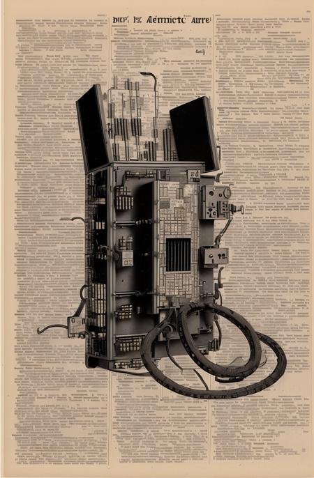 ((a drawing of a Electronics > Electronics Accessories > Computer Components > Laptop Parts > Laptop Hinges in a dictionary book page with words written in english and spanish, Art & Language, detailed illustration, a mid-nineteenth century engraving, art & language, ))  dictionary_art  ,