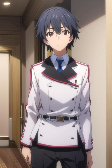 ichikaorimura, <lora:ichika orimura s2-lora-nochekaiser:1>,
ichika orimura, black hair, male focus, (brown eyes:1.3),
BREAK school uniform, belt, pants, uniform, military, military uniform,
BREAK indoors, classroom,
BREAK looking at viewer, (cowboy shot:1.5),
BREAK <lyco:GoodHands-beta2:1>, (masterpiece:1.2), best quality, high resolution, unity 8k wallpaper, (illustration:0.8), (beautiful detailed eyes:1.6), extremely detailed face, perfect lighting, extremely detailed CG, (perfect hands, perfect anatomy),