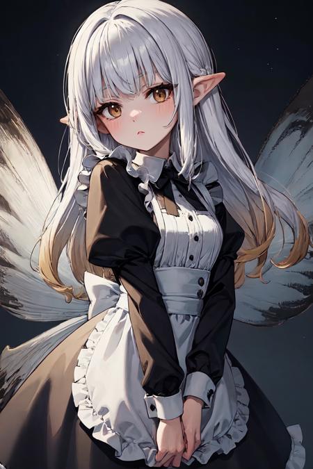 white hair, gradient hair, long hair, brown eyes, fairy wings, maid
 <lora:airy:1>