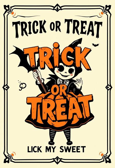 "TRICK OR TREAT LICK MY SWEET"
Vintage poster design, retro