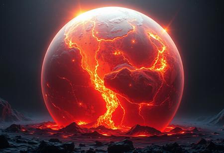 piercing light, (aesthetics:1.1), (low colors:1.2), BREAK, <lora:-_SDXL_-_holo_effect_V1.0:1>, A futuristic epic disaster scene of Earth sinking into another planet made of translucent materials, and its internal structure is clearly visible, including magma spills and light-emitting explosions. its precise construction and possible geostructure. High tech and futuristic holographic planet body scan, bioluminescence, fiber optics, masterpieces, octane rendering, unreal engine, , intricate details, UHDR, 32K
