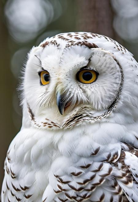 portrait, masterpiece, 4k, ray tracing, intricate details, highly detailed, hyper realistic, 8k RAW editorial photo.
an adorable snow owl, head with a tilt and a slight blink. The owl's feathers should be soft and fluffy, the background should be a snow forest, dramatic light, shallow depth of field, high budget,