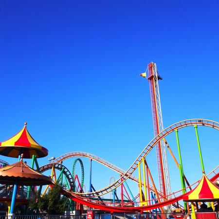 amusement park, roller coaster, colorful,