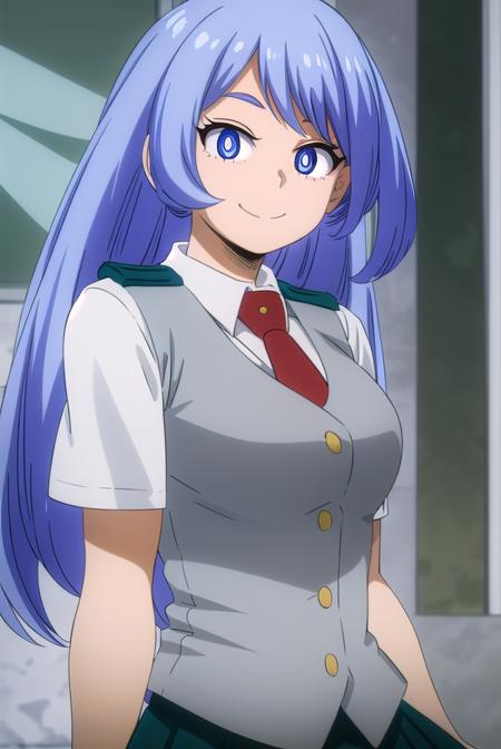 nejirehadou, <lora:nejire hado s3-lora-nochekaiser:1>,
nejire hado, long hair, blue eyes, blue hair, (bright pupils:1.5), smile,
BREAK skirt, shirt, school uniform, short sleeves, pleated skirt, necktie, collared shirt, vest, red necktie, u.a. school uniform,
BREAK indoors, classroom,
BREAK looking at viewer,
BREAK <lyco:GoodHands-beta2:1>, (masterpiece:1.2), best quality, high resolution, unity 8k wallpaper, (illustration:0.8), (beautiful detailed eyes:1.6), extremely detailed face, perfect lighting, extremely detailed CG, (perfect hands, perfect anatomy),