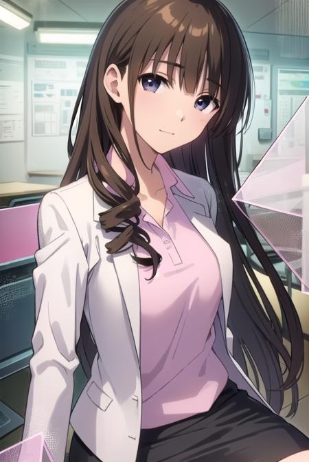 taeanegasaki, <lora:tae anegasaki s2-lora-nochekaiser:1>,
tae anegasaki, long hair, brown hair, (light brown hair:1.2) drill hair, (black eyes:1.5), bangs, blunt bangs, smile,
BREAK labcoat, shirt, (pink shirt:1.2), collared shirt, skirt, pencil skirt, black skirt, (white labcoat:1.2),
BREAK indoors, classroom,
BREAK looking at viewer, (cowboy shot:1.5),
BREAK <lyco:GoodHands-beta2:1>, (masterpiece:1.2), best quality, high resolution, unity 8k wallpaper, (illustration:0.8), (beautiful detailed eyes:1.6), extremely detailed face, perfect lighting, extremely detailed CG, (perfect hands, perfect anatomy),