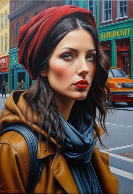 Neo Surrealist, Oil Painting, Broadhurst Street Female Hobo, Drawn By Elia Easton female portrait beautiful artwork