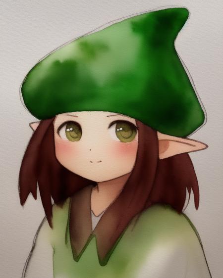watercolor green gnome