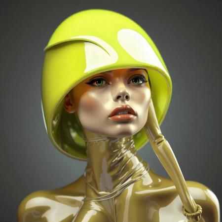 abstract model in latex shiny outfit  avant-garde