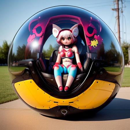 A beautiful woman with dog ears, score_8_up, high quality, high resolution, Kaneko, bulbous, bulbousbot,  busty, exosuit, mechsuit