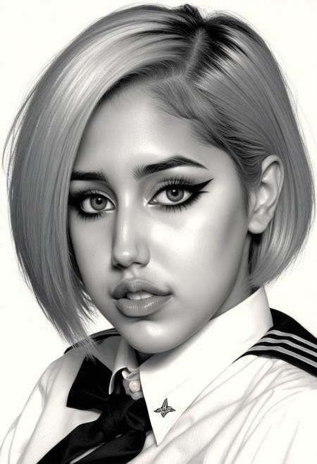 sketch from beautiful busty 24yo S4BR1N4 wearing uniform