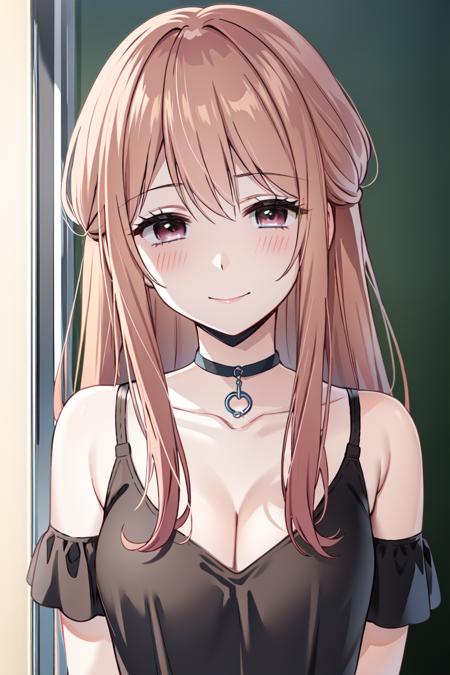 Akane Minagawa
<lora:Akane MinagawaV2:0.7>
1girl, arisugawa natsuha, bangs, black shirt, breasts, brown eyes, brown hair, choker, cleavage, closed mouth, collarbone, eyebrows visible through hair, long hair, looking at viewer, shirt, smile, solo