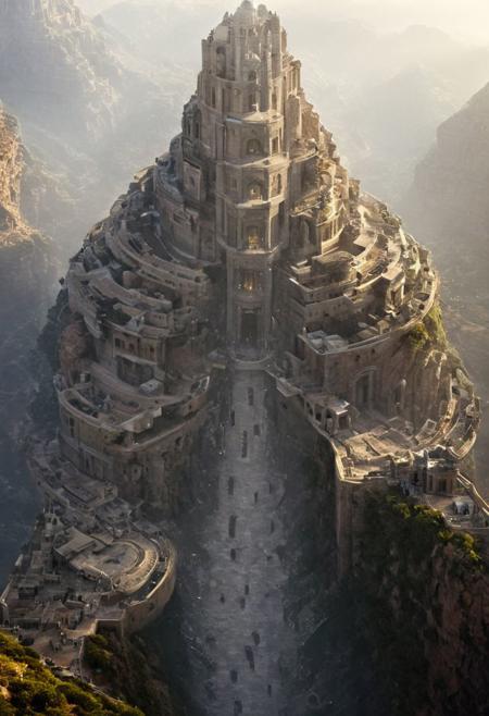 POV view , DOF,
(Ancient civilization, Alien Prometheus movie scene, dune movie scene:1.5), (The colonial city of the future, in the mist-filled Grand Canyon, on an unknown Earth-like planet, 2 moon on sky, Spaceship flight connects colonies, waterfulls:1.3), (Machu Picchu, a mountain settlement, incredibly spectacular:1.2), (Mario Botta:1.3), (avant-garde, future, reality, science fiction, photorealistic), (modern architecture:1.2), White limestone with black granite, fountain, waterfall, landmark, square, path, narrow street,
(Large Files, Ultra Realistic, 8K, 16k, FHD, HD, VFX, Perfect, Photography, composition, Architecture Sales Photography, Architecture Competition, Ultra High Resolution, Cinematography, High Resolution Image:1.1), (dramatic lighting, direct sunlight, ray tracing, clear shadow:1.2),  (real landscape:1.1), (blurred background:1.0), (urban background, more_details) ,
great lighting, clear, hillscastel, <stardeaf-cold-arc>, xtower, industrialbuilding