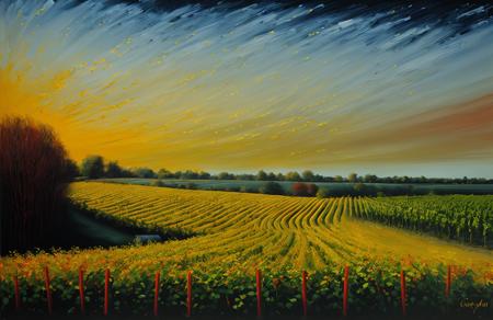 (style of Josh Adamski:1.05), a painting,scene painting,scenery, coppice ,farm ,yard ,garden ,vineyard ,arboretum , Fen ,
