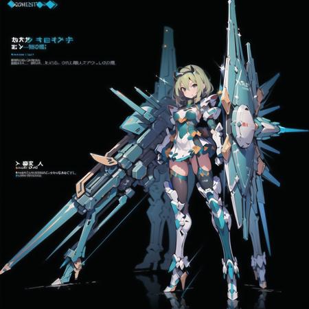 1girl,mecha musume,solo,(Axisymmetric:1.4),(very long leg:1.5),weapon,Rocket on my back,full armour,green,looking at viewer,full body,breasts,holding weapon,holding,very huge gun,holding Very large shield,msgirl girl,<lora:msgirlv3_b:1>