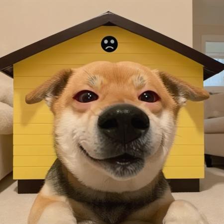 Funny emoticons,  dog, house,  <lora:mmm01:0.7>