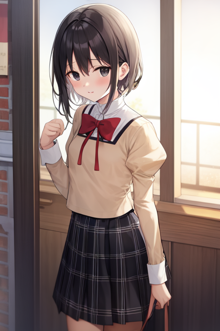 mitakihara school uniform red bow