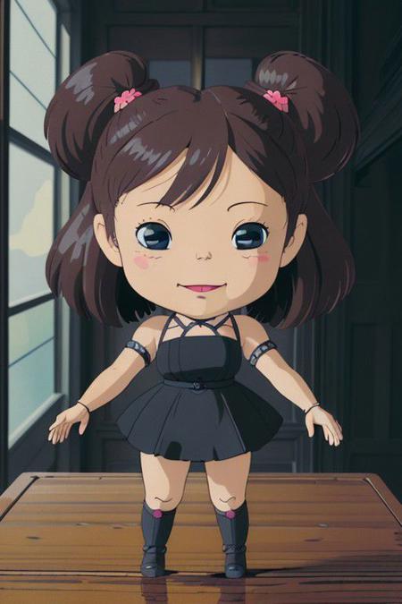 masterpiece, best quality, intricate detail, intricate background detail, 1girl,  gradient hair, happy, full body, pop art, chibi art, pov hands, headpatting