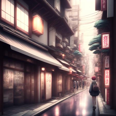 anime street, realistic rendition of Urban Japan (UrbanJapan style:1) <lora:djzUrbanJapan:0.8)