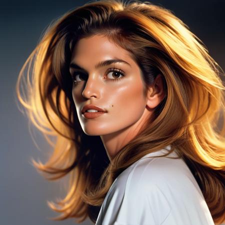 cindy crawford, a photo of a fashion model during a fashion shoot  by Sparth, 8K concept art, lifelike, super highly detailed, professional photo, half body shot, beautiful face, studio lighting