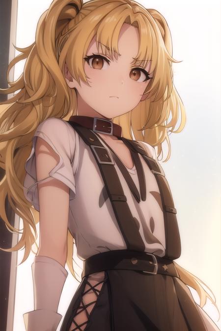 yuzukikatagiri, <lora:yuzuki katagiri s1-lora-nochekaiser:1>,
yuzuki katagiri, long hair, bangs, blonde hair, twintails, (brown eyes:1.5), (parted bangs:1.5),
BREAK skirt, shirt, thighhighs, white shirt, short sleeves, black skirt, collar, single thighhigh, argyle,
BREAK outdoors,
BREAK looking at viewer, (cowboy shot:1.5),
BREAK <lyco:GoodHands-beta2:1>, (masterpiece:1.2), best quality, high resolution, unity 8k wallpaper, (illustration:0.8), (beautiful detailed eyes:1.6), extremely detailed face, perfect lighting, extremely detailed CG, (perfect hands, perfect anatomy),