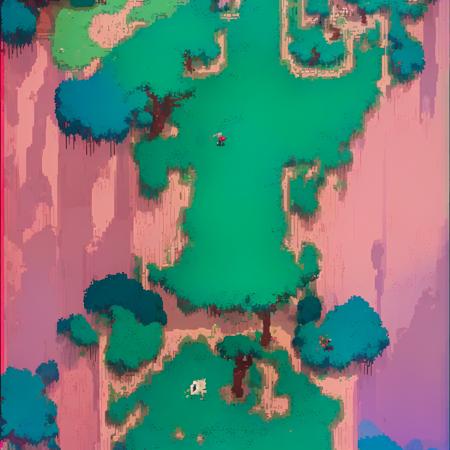 masterpiece, top down pixel art, video game level design, lush forrest, isometric, nintendo, 2d sidescroller platformer, matte painting, style of Jordan Grimmer, style of Cathleen McAllister