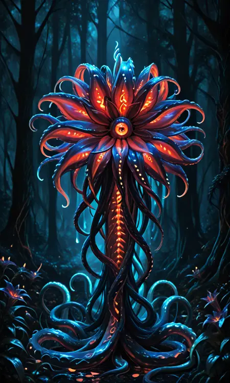 Bioluminescent monster flower (SDXL/Illustrious/NoobAI)