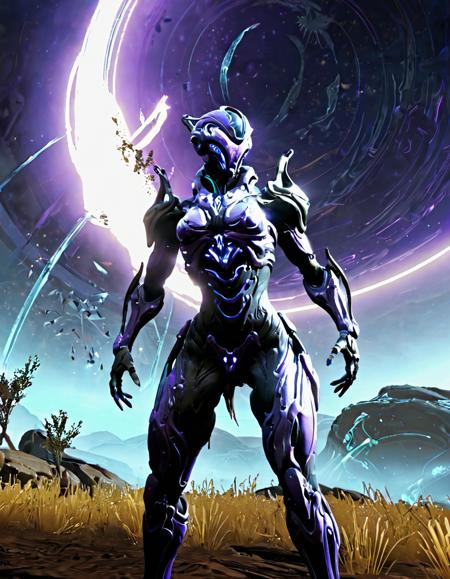 score_8_up, score_7_up, score_9, perfect lighting, masterpiece, realistic style, Nova Prime Warframe, launching Antimatter Drop, outdoors, Plains of Eidolon (night), science fiction, violet glow, void energy, moonlit, cinematic composition <lora:Zariman_PONY:1>