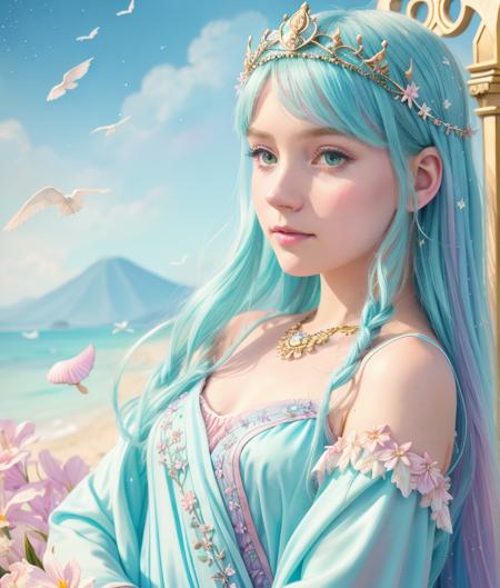 (Cinematic Photo:1.3) of (Realistic:1.3),(Cosy:1.3) Princess girl with wing, Blue, Pastel, glitter, dramatic, dreamy, pastel, Watercolor, Whimsical, Delicate, seashell crown, Trending on Artstation, Highly detailed, Intricate, Portrait, digital painting, Fantasy theme, Fantasy robes, Fantasy concept art, Fantasy character art, Smug, Teenage girl, perfect body, full body, dreamy, pastel, Watercolor, Whimsical, Delicate, seashell crown, art by loish and lois van baarle, Trending on Artstation, Highly detailed, Intricate, Portrait, digital painting,Highly Detailed,(Art Deco:1.3),(Photorealism:1.3),(Classical Realism:1.3),(Fujifilm Superia:1.3),naturalism,land Art,regionalism,shutterstock contest winner,trending on unsplash,featured on Flickr