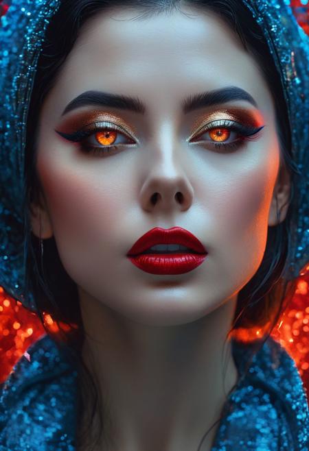 (The devil  with glowing eyes) (ingenious opus magnum by Michael Vincent Manalo and Elvira Vigna:1.2), (pastel oil painting:0.1), high key with glistening light, cosmic anddireful and dramatic atmosphere, (zestful quinacridone nickel azo gold and electricblue color swatch:0.1), raw details, crisp details, bokeh lights, <lora:xl_more_art-full_v1:0.6> ,analog photo, full body,, tall height, against the rise in the background, , , epic clouds, (oil on canvas:0.2), , art by Jeremy Mann, god rays, dramatic light,    ,  (art by Eduard Wilhelm Pose and Master of the Holy Blood and Ivan Bilibin:1.1), (oxygen-rich air and sheltered atmosphere,, aesthetic of hard - edge painting:0.3), symmetry and balance, pioneering unparalleled masterwork with superior details, <lora:MJ52:0.90> <lora:xl_more_art-full_v1:0.2> <lora:RMSDXL_Creative:1>,(skin texture),masterpiece, top quality, best quality, official art,highest detailed,,atmospheric lighting, cinematic composition,complex multiple subjects, 4k HDRvaporwave style , , cyberpunk, vibrant, neon colors, , highly detailed,,,Leica Q2 with Summilux 35mm f/1.2 ASPH, Ultra High Resolution, wallpaper, 8K,Rich texture details, hyper detailed, detailed eyes, detailed background, dramatic angle,