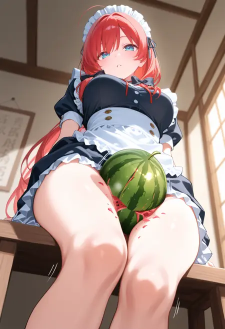watermelon between thighs / 太ももスイカ割り