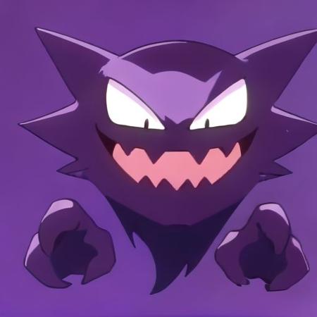 haunter anime shiny, colored tongue purple black