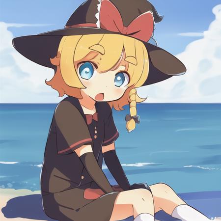 best quality,1girl, cute, mgr, kirisame marisa, sea side,  <lora:AiMGR2:0.9>