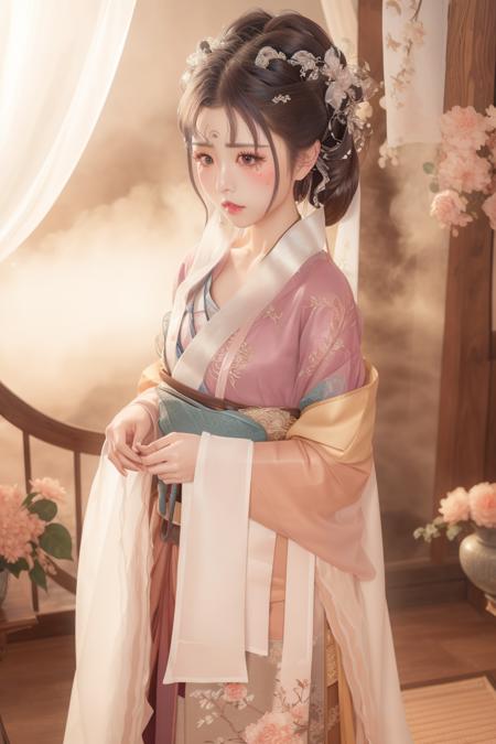 best quality, ultra high res,prefect anatomy,
extremely intricate, 8k uhd,
1girl,solo,
rm dress,rd hair ornament, hanfu,see-through, silk ,jewelry,
indoor,bedroom,
<lora:xj3clothes:0.8>