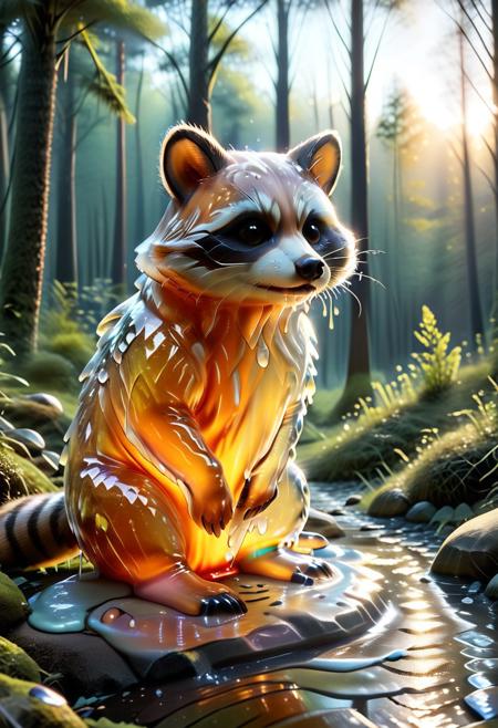 detailed, realistic, 8k uhd, high quality, masterpiece,
Sl1m3d, slime-morph, slime racoon, sunset, forest landscape