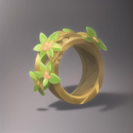 {Intricate magic ring made of vines} , cartoon, flower, game icon (masterpiece)