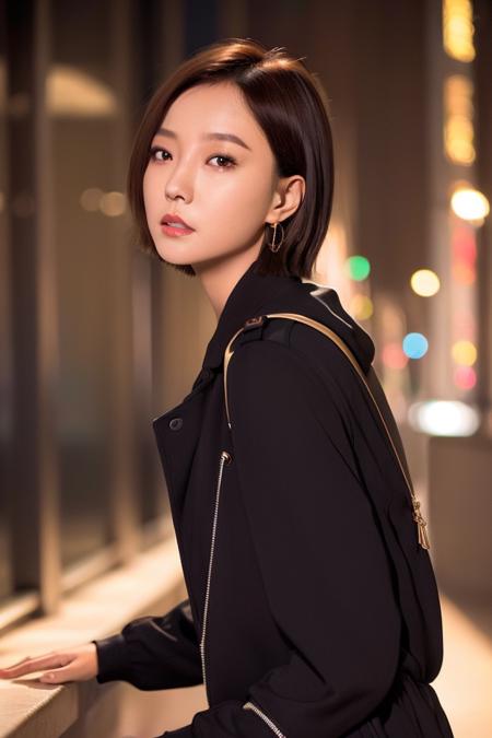 looking_at_viewer, black jacket,  depth of field, night cityscape, (1girl:1.6),   short hair, ulzzang-6500v1.1, (original: 1.2), (realistic: 1.3) , beautiful girl with beautiful details, extremely detailed eyes and face, eyes with beautiful details, absurd, incredibly absurd, huge file size, ultra detail, high resolution, ultra detailed, best quality, masterpiece, illustration, ultra detailed and beautiful, ultra detailed, CG, unity, 8k wallpaper, amazing, fine Detail, masterpiece, top quality, official art, extremely detailed CG unity 8k wallpaper, cinematic lighting, (perfect shiny skin:0.6), slim and smooth lines, (floating), (small breasts:1),  earrings ,   <lora:Wangluodan_v1:0.7>