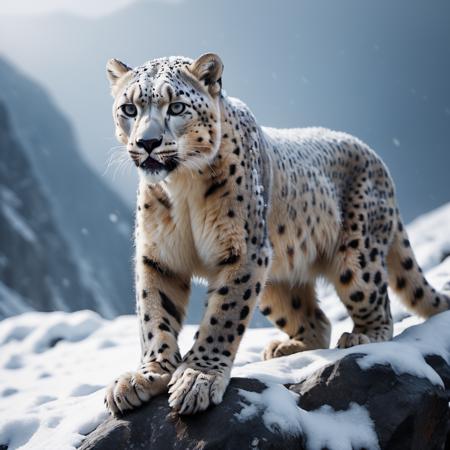 
highly detailed documentary photo of a (snow loepard):1.0 ready to attack in a snowy mountain pass,

snow leopard, full body, sitting,

depth of field:1.2, blurry, blurry background,
realistic:1.1,

photorealistic,
32k, best quality, 
shadow play:1.1,
light and dark,




