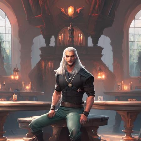 Henry Cavil as the Witcher sitting in a fantasy bar wearing a wolf medallion

SCG768-Nebula